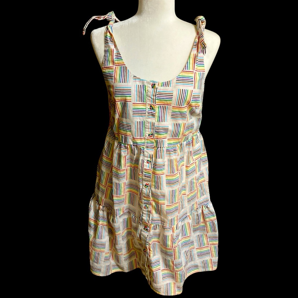 White Rainbow Sleeveless Tiered Dress